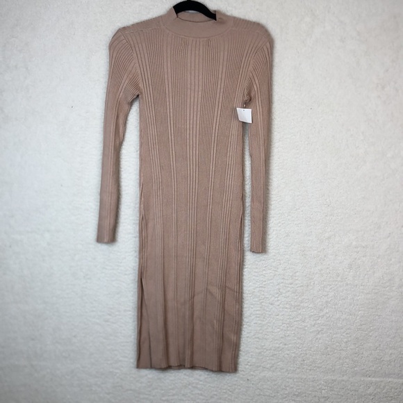 NWT Samsoe Samsoe Womens Tan Ribbed Open Front Dress SIZE MEDIUM NEW WITH TAGS - Picture 6 of 7